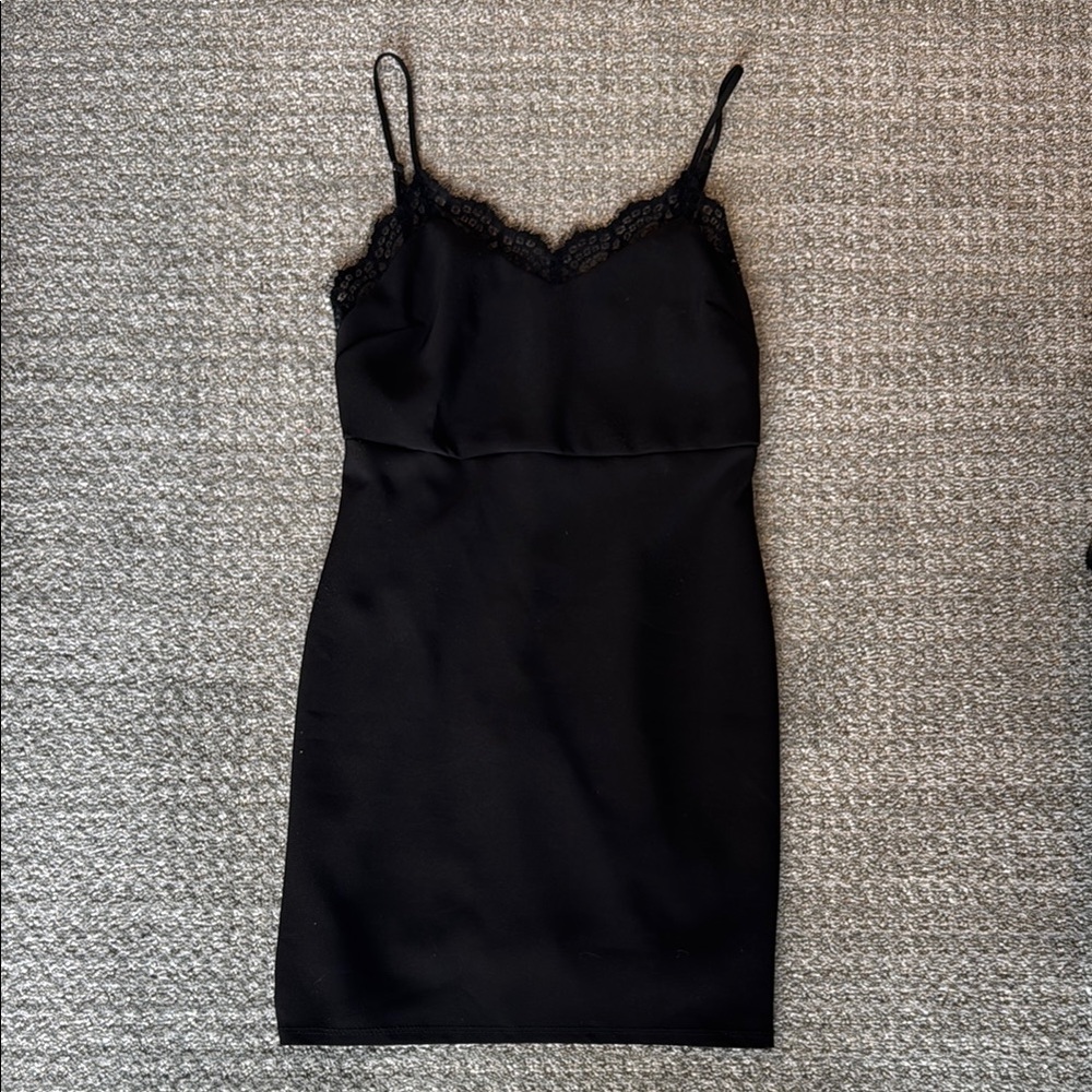 Lulu's Black Lace Trim Mini Dress